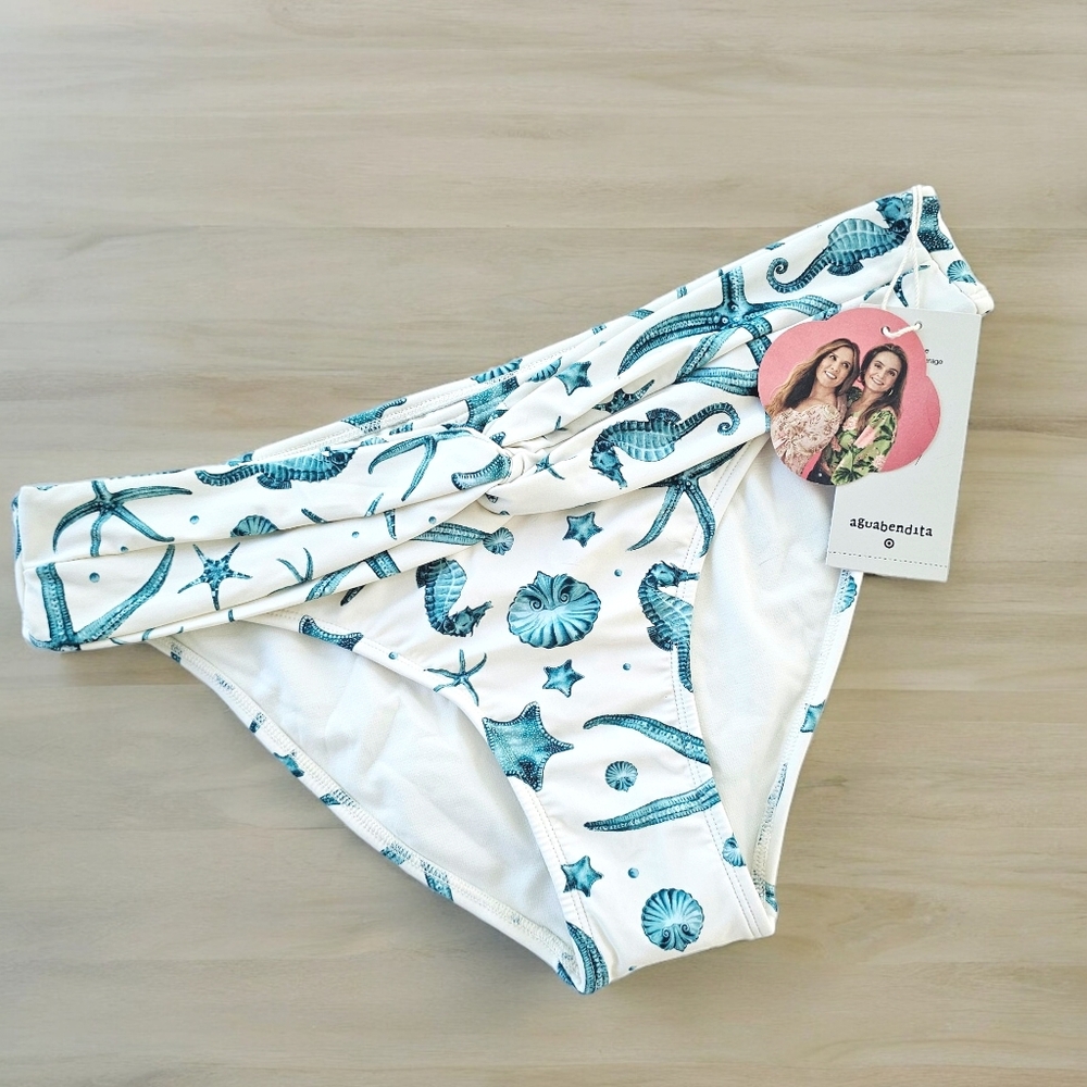 Agua Bendita Blue Shell Bikini Bottom Size Large 12/14 NWT
